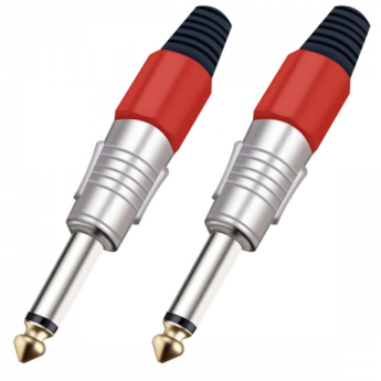 Разъём прямой, кабельный, никелированный, джек 6.35мм несимметричный папа (корпус цинковый сплав, оранжевый) TAVERLAB P1081-ORANGE