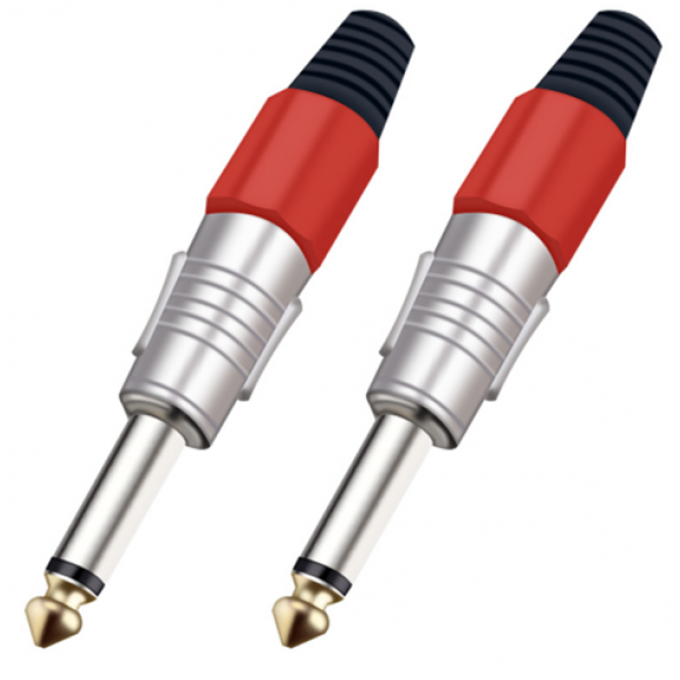 Разъём прямой, кабельный, никелированный, джек 6.35мм несимметричный папа (корпус цинковый сплав, оранжевый) TAVERLAB P1081-ORANGE