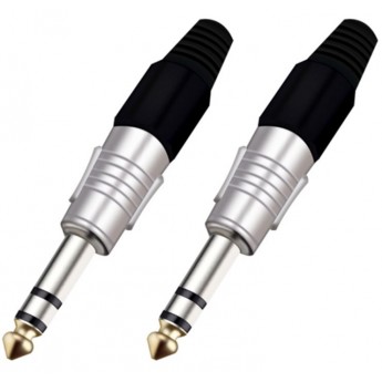 Разъём прямой, кабельный, никелированный, джек 6.35мм симметричный "папа" (корпус цинковый сплав, черный) TAVERLAB P1082-BLACK