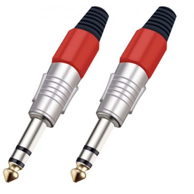 Разъём прямой, кабельный, никелированный, джек 6.35мм симметричный "папа" (корпус цинковый сплав, оранжевый) TAVERLAB P1082-ORANGE