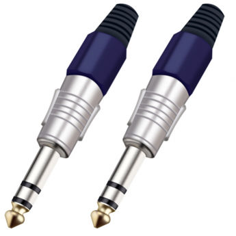 Разъём прямой, кабельный, никелированный, джек 6.35мм симметричный "папа" (корпус цинковый сплав, пурпурный) TAVERLAB P1082-PURPLE