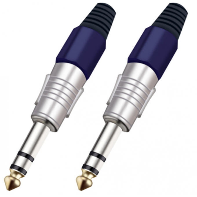 Разъём прямой, кабельный, никелированный, джек 6.35мм симметричный "папа" (корпус цинковый сплав, пурпурный) TAVERLAB P1082-PURPLE