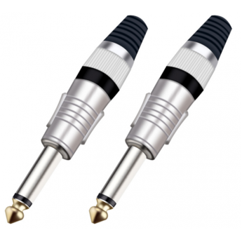 Разъём прямой, кабельный, никелированный, джек 6.35мм несимметричный "папа" (корпус цинковый сплав, чёрный) TAVERLAB P1083-BLACK