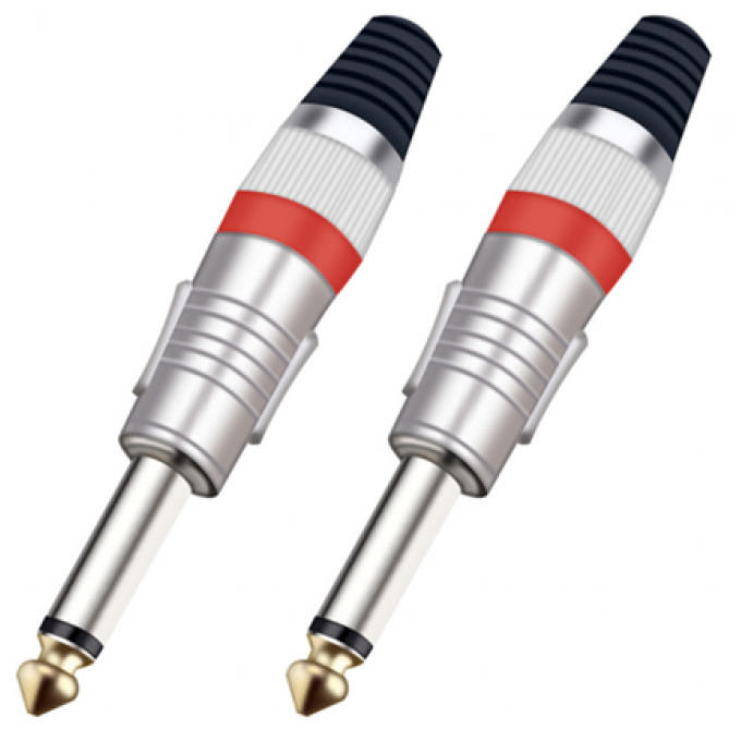 Разъём прямой, кабельный, никелированный, джек 6.35мм несимметричный "папа" (корпус цинковый сплав, оранжевый) TAVERLAB P1083-ORANGE