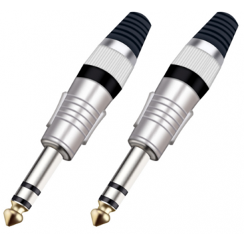 Разъём прямой, кабельный, никелированный, джек 6.35мм симметричный "папа" (корпус цинковый сплав, чёрный) TAVERLAB P1084-BLACK