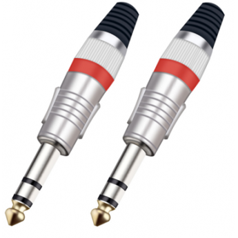 Разъём прямой, кабельный, никелированный, джек 6.35мм симметричный "папа" (корпус цинковый сплав, оранжевый) TAVERLAB P1084-ORANGE