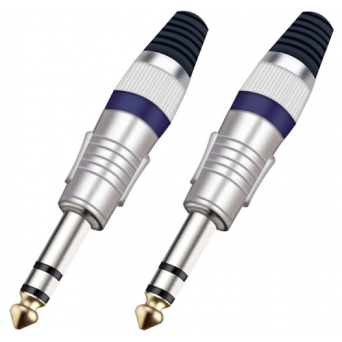 Разъём прямой, кабельный, никелированный, джек 6.35мм симметричный, "папа" (корпус цинковый сплав, пурпурный) TAVERLAB P1084-PURPLE