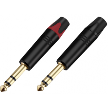 Разъём прямой, кабельный, позолоченный, джек 6.35мм симметричный, папа (корпус цинковый сплав, чёрный). Отгружается парами - красный + чёрный хвостовик, цена указана за штуку TAVERLAB TC207
