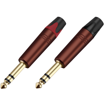 Разъём прямой, кабельный, позолоченный, джек 6.35мм симметричный, "папа" (корпус цинковый сплав, цвет "красное вино"). Отгружается парами - красный + чёрный хвостовик, цена указана за штуку TAVERLAB TC209