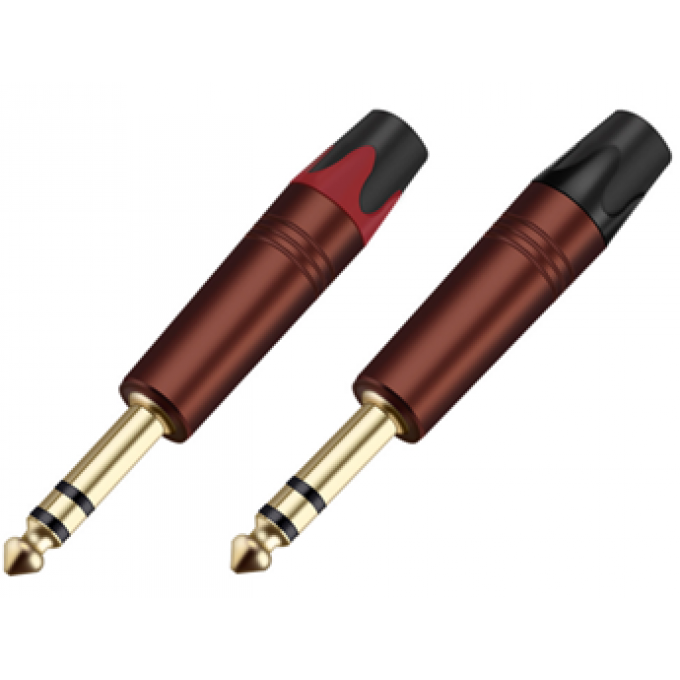 Разъём прямой, кабельный, позолоченный, джек 6.35мм симметричный, "папа" (корпус цинковый сплав, цвет "красное вино"). Отгружается парами - красный + чёрный хвостовик, цена указана за штуку TAVERLAB TC209